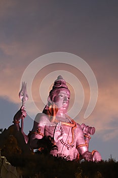 Night View of Lord Shiva statue - Murudeshwar Temple - Gopura - India religious trip - Hindu religion