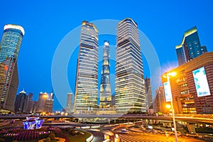 Night view of Lujiazui District at shanghai, china