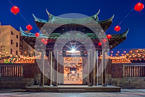 night view of Lung shan temple in changhua