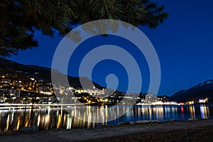 Night view at luxurious swiss resort of St. Moritz