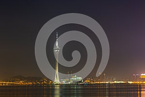 Night view of the Macau Tower and skyline