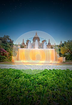 Night view of Magic Fountain in Barcelona