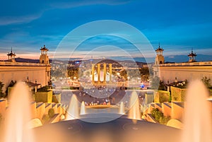 Night view of Magic Fountain in Barcelona