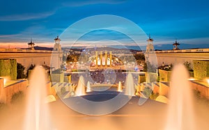 Night view of Magic Fountain in Barcelona