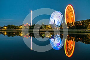 Night view of the Maidult with Ferris wheel in Regensburg, Germany