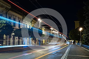 Night view of main road in Presov.