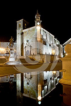 Night view of the main square of Trujillo (Spain)