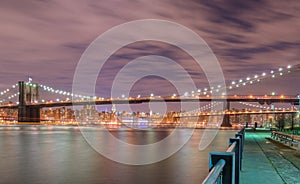 Night view of Manhattan and Brooklyn bridge