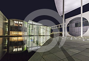 night view of Marie-Elisabeth-Luders-Haus and Paul Loebe House