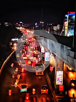 Night view of metro station in the hyderabad city