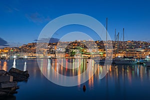 Night view of Mikrolimano and Kastella hilll