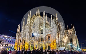 Night view of Milan Cathedral