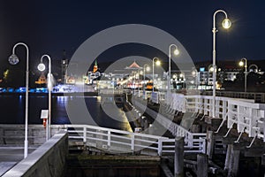 Night view of Molo pier and Sopot city in Poland