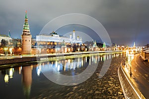 Night view of Moscow Kremlin, Russia