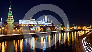 Night view of the Moscow Kremlin, Russia