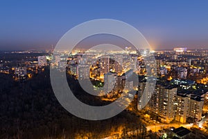 Night view of Moscow uptown near the