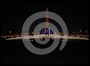 A night view of the National War Memorial in New Delhi , India . The Memorial is spread over 40 acres