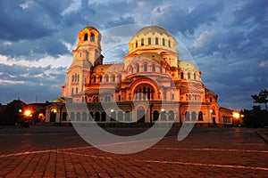 Night view of A.Nevski Cathedral in Sofia,Bulgaria