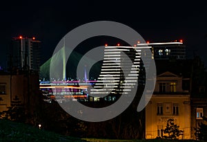 Night view of new buildings in Belgrade photo