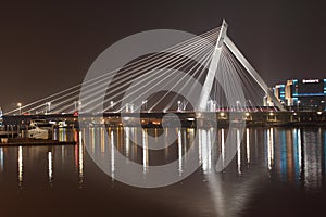 Night view of ningbo Bund Bridge