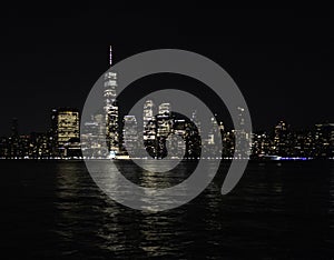 A night view of NYC downtown Skyline