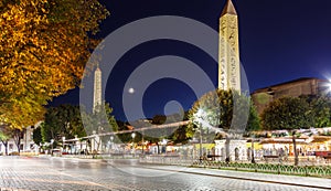 Night view Obelisk at hippodrome in Istanbul