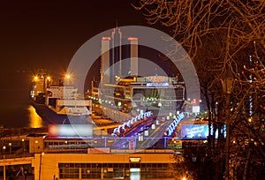 Night view of Odessa seaport