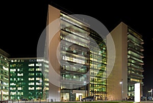 Night view of office buildings