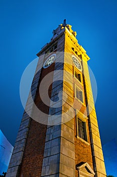 Night view Old Clock Tower in Tsim Sha Tsui, Hong Kong.