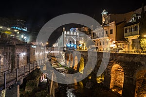 Night view of Old District Abanotubani. Tbilisi, Georgia