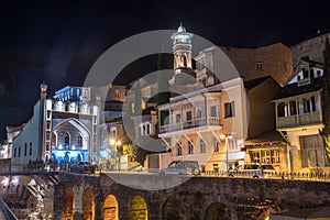 Night view of Old District Abanotubani. Tbilisi, Georgia