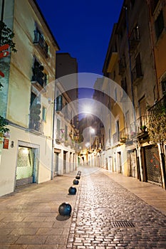 Night view of old narrow street of european city