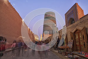 Night view of the old part of  city of Khiva , Ichan-Kala, Uzbekistan