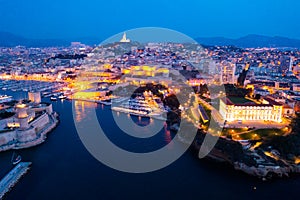 Night view of the old port, Marseille, France
