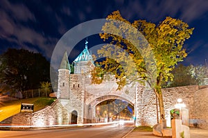 Night view of the old Porte Saint-Louis wall