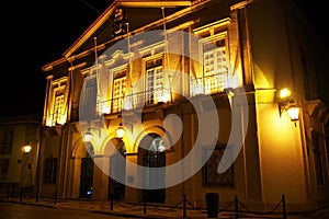 Night view in the old town, City Hall, Faro, Portugal