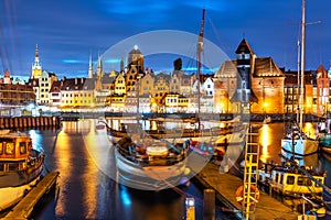 Night view of the Old Town of Gdansk, Poland