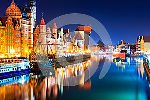 Night view of the Old Town of Gdansk, Poland