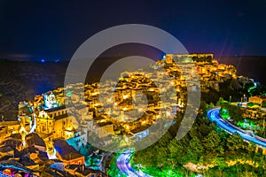 Night view of old town of the sicilian city Ragusa Ibla, Italy