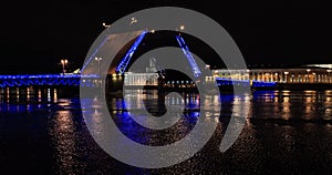 Night view of Opening Palace bridge in St. Petersburg, Russia