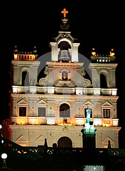 Night view of Our Lady of the Immaculate Conception Church, Pan