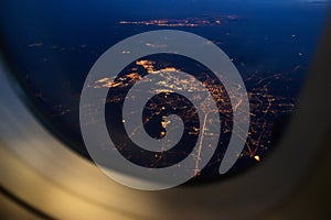 Night view Out Of Airplane
