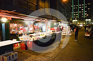 Night View of Outdoor Wet Market