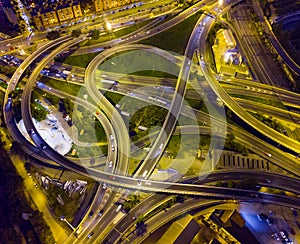 Night view of overpass interchange