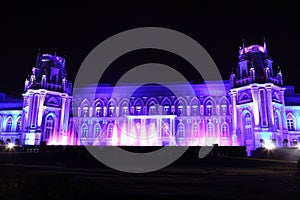 Night view of The palace Tsaritsyno history museum in Moscow, Ru