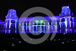 Night view of The palace Tsaritsyno history museum in Moscow, Ru