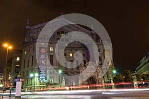 Night view of the Palais Garnier opera house, Paris Opera .