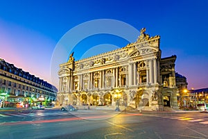 Night view of the Palais Garnier, Opera in Paris