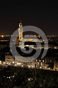 Night view of Palazzo Vecchio, Florence, Italy