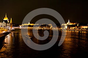 Night View Of Panorama Budapest, Hungary